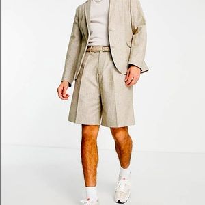 ASOS Stone Stripe Suit (Blazer & Shorts)